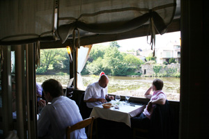 Dining at La Digue Restaurant, Montaigue